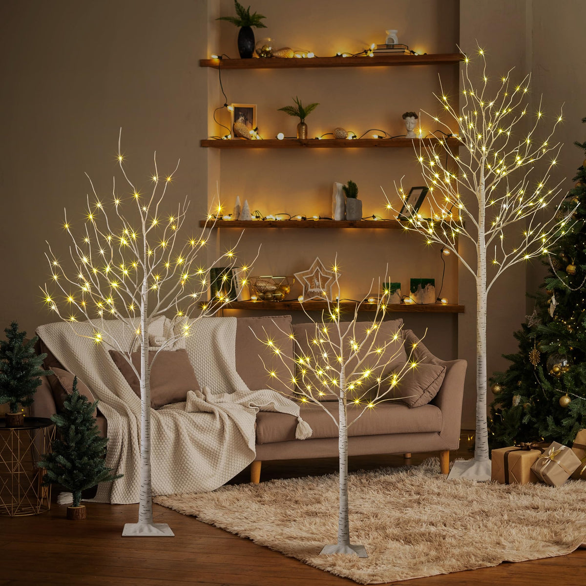 LED Birch Tree Light Set 4ft 6ft 8ft Warm White 3-Pack U392712