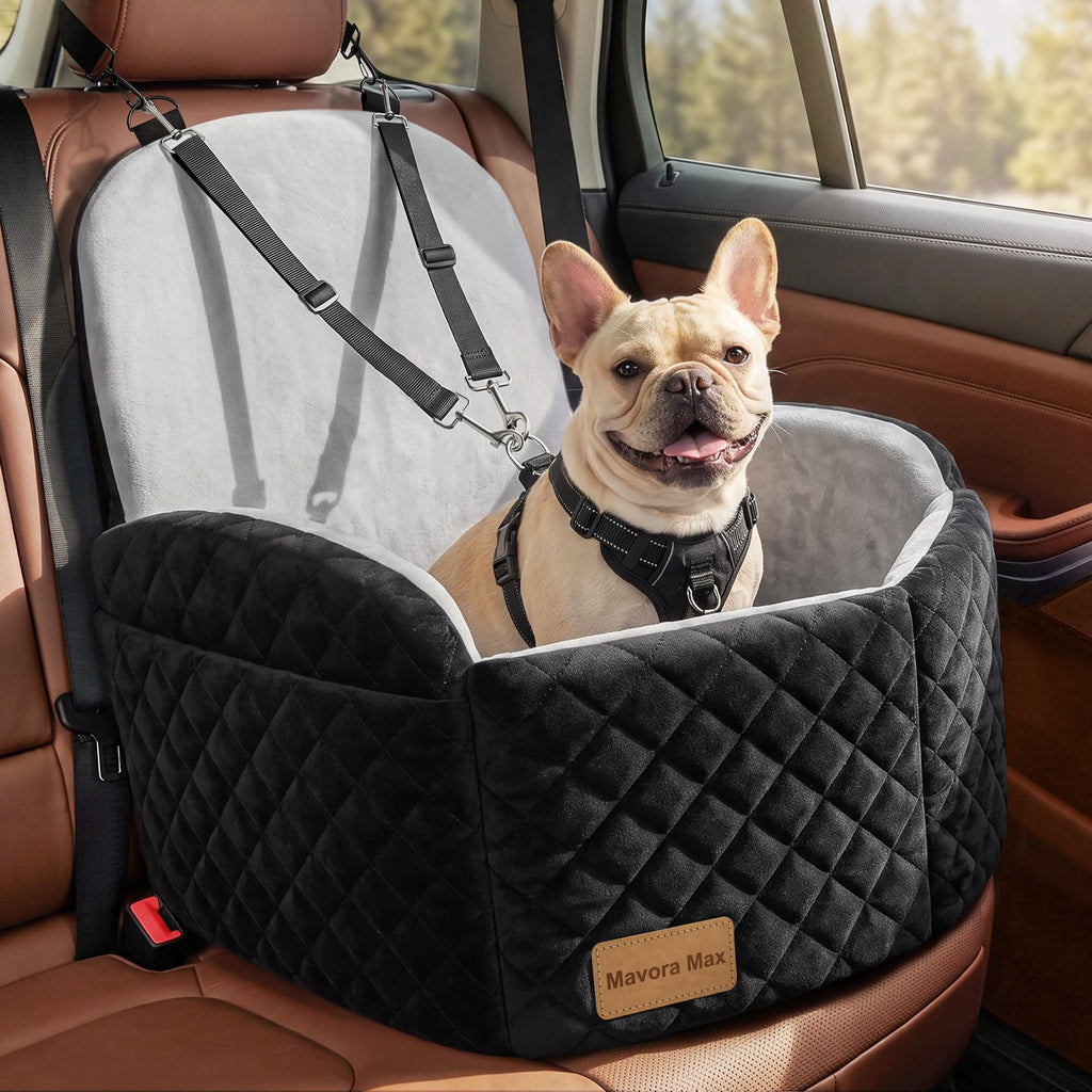 Dog Car Seat for Small/Medium Dogs up to 35lbs, Memory Foam, Grey I1294