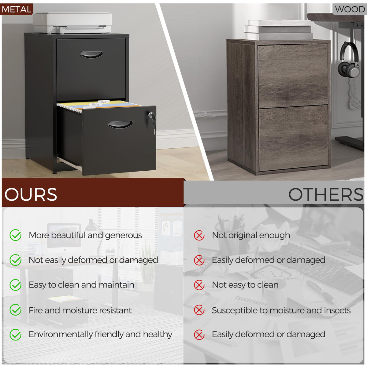 2 Drawer Metal File Cabinet with Lock K7867