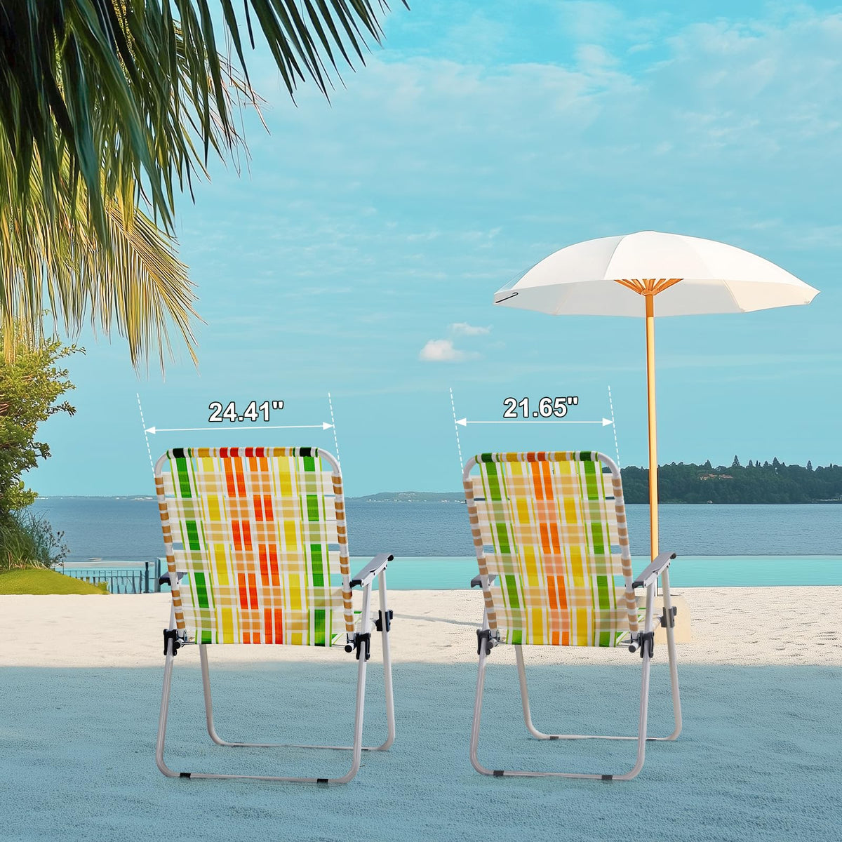 Set of 2 Yellow & Green Folding Patio Chairs K632