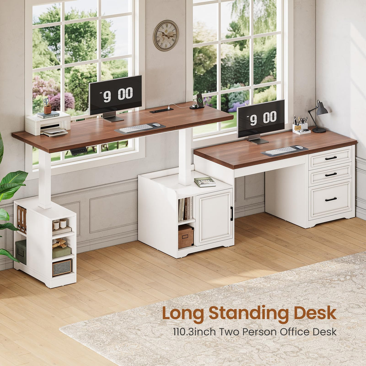 L Shaped Standing Desk with Storage Z1247