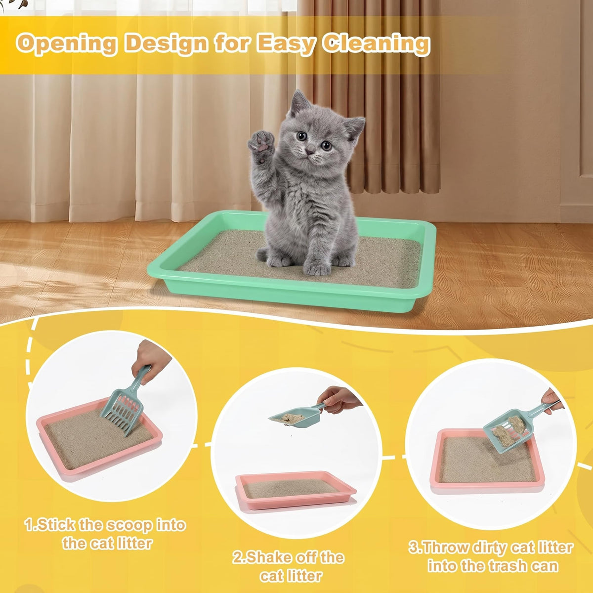 6 Pcs Low Entry Portable Litter Box with Scooper H429191
