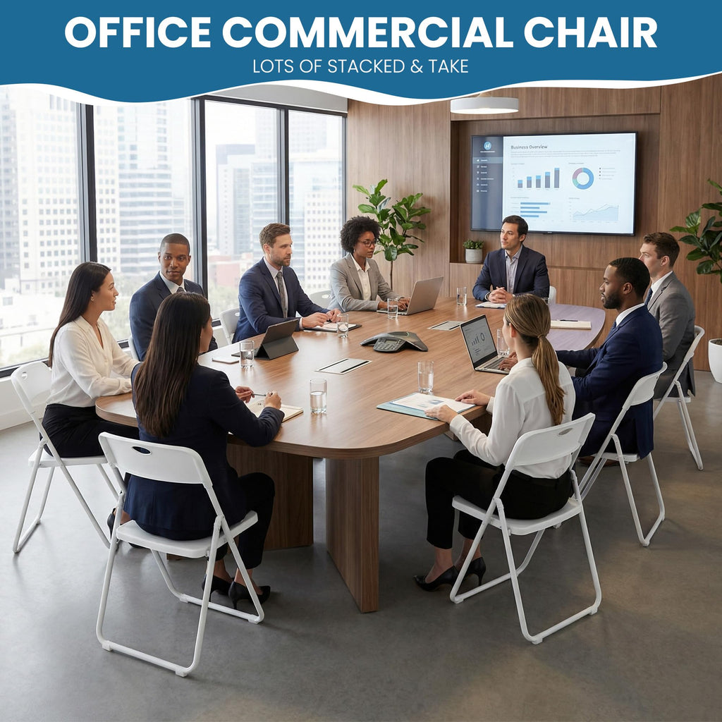 White Plastic Folding Chairs 10 Pack with Steel Frame G5155