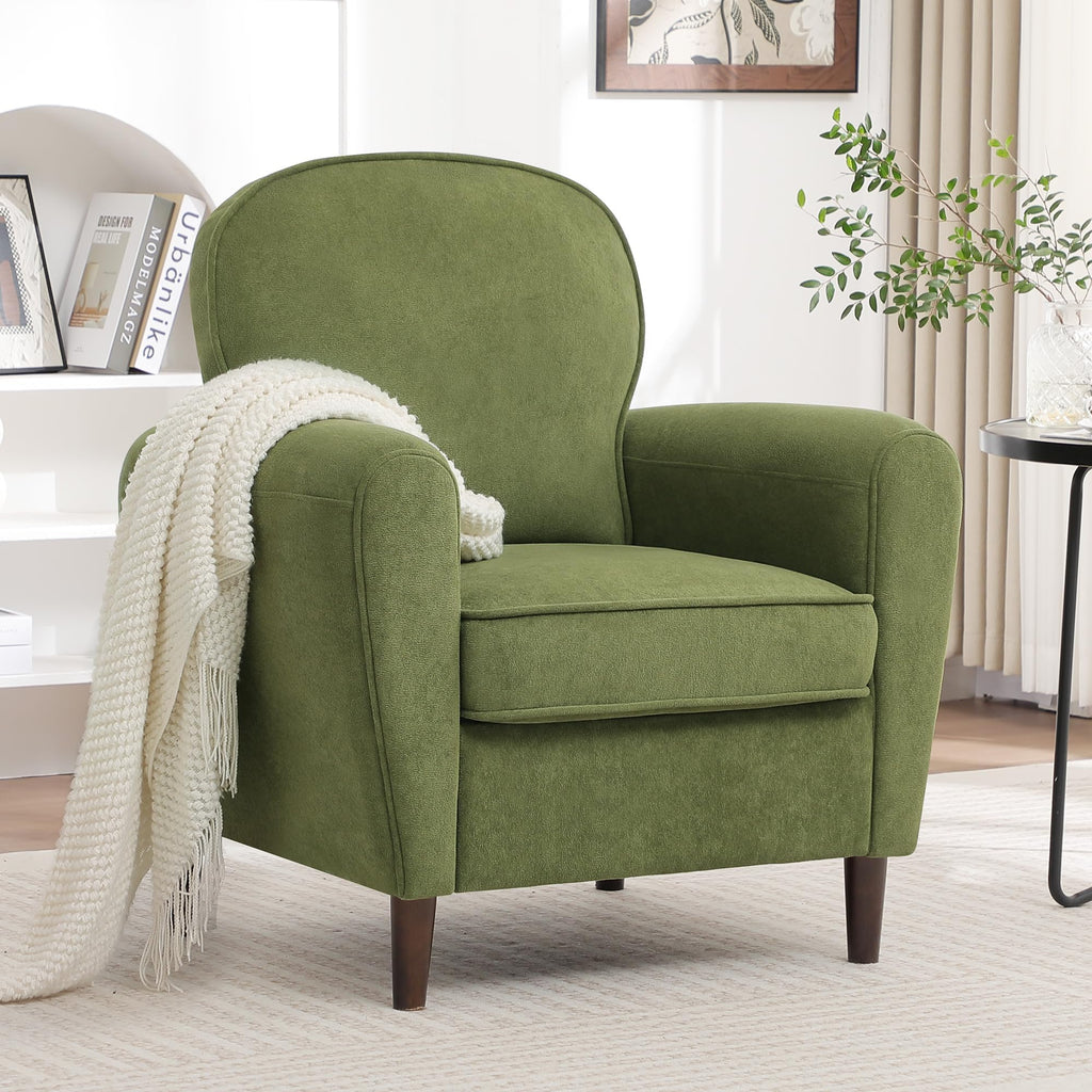 Green Mid Century Modern Upholstered Accent Chair Set of 2 Q945