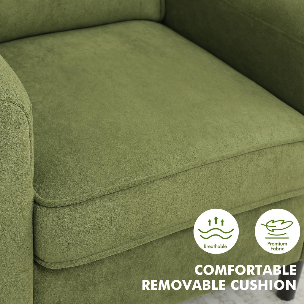 Green Mid Century Modern Upholstered Accent Chair Set of 2 Q945