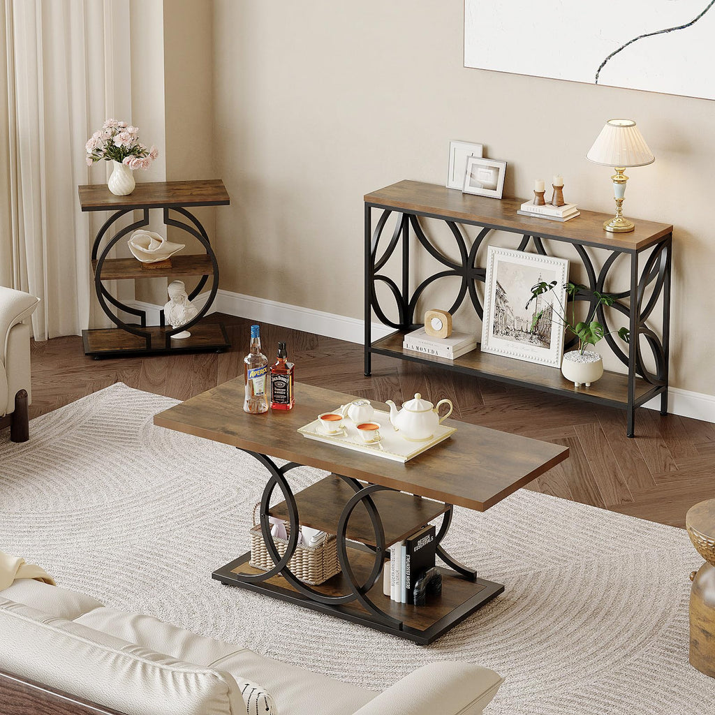 Narrow Sofa Table 47.2 Inch Industrial Console Table with Storage E556