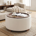 30 Inch Round Boucle Storage Ottoman N75558