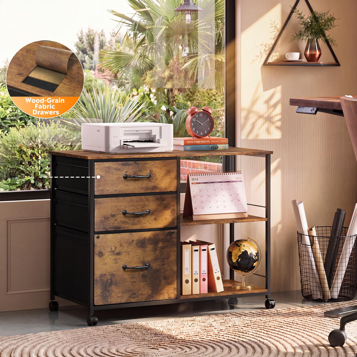 3 Drawer Fabric Mobile File Cabinet A563966