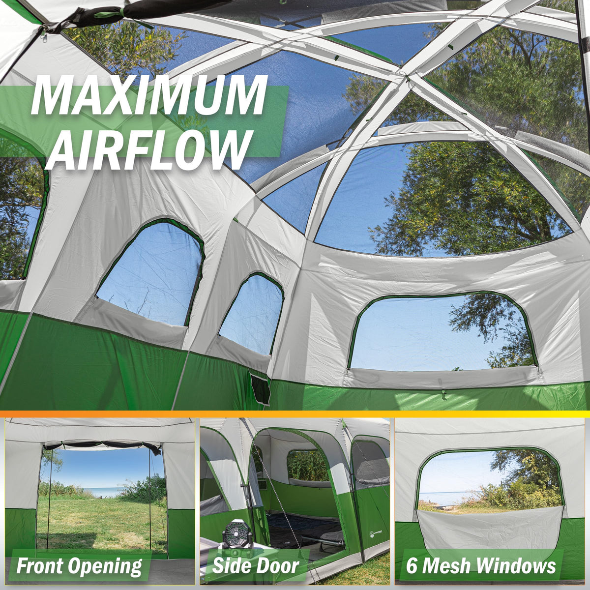 10-12 Person Camping Tent with Room Divider and Carry Bag E34185