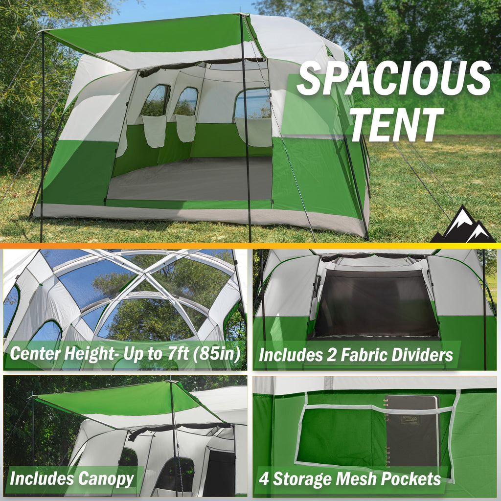 10-12 Person Camping Tent with Room Divider and Carry Bag E34185