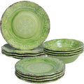 12 Piece Green Melamine Dinnerware Set N166