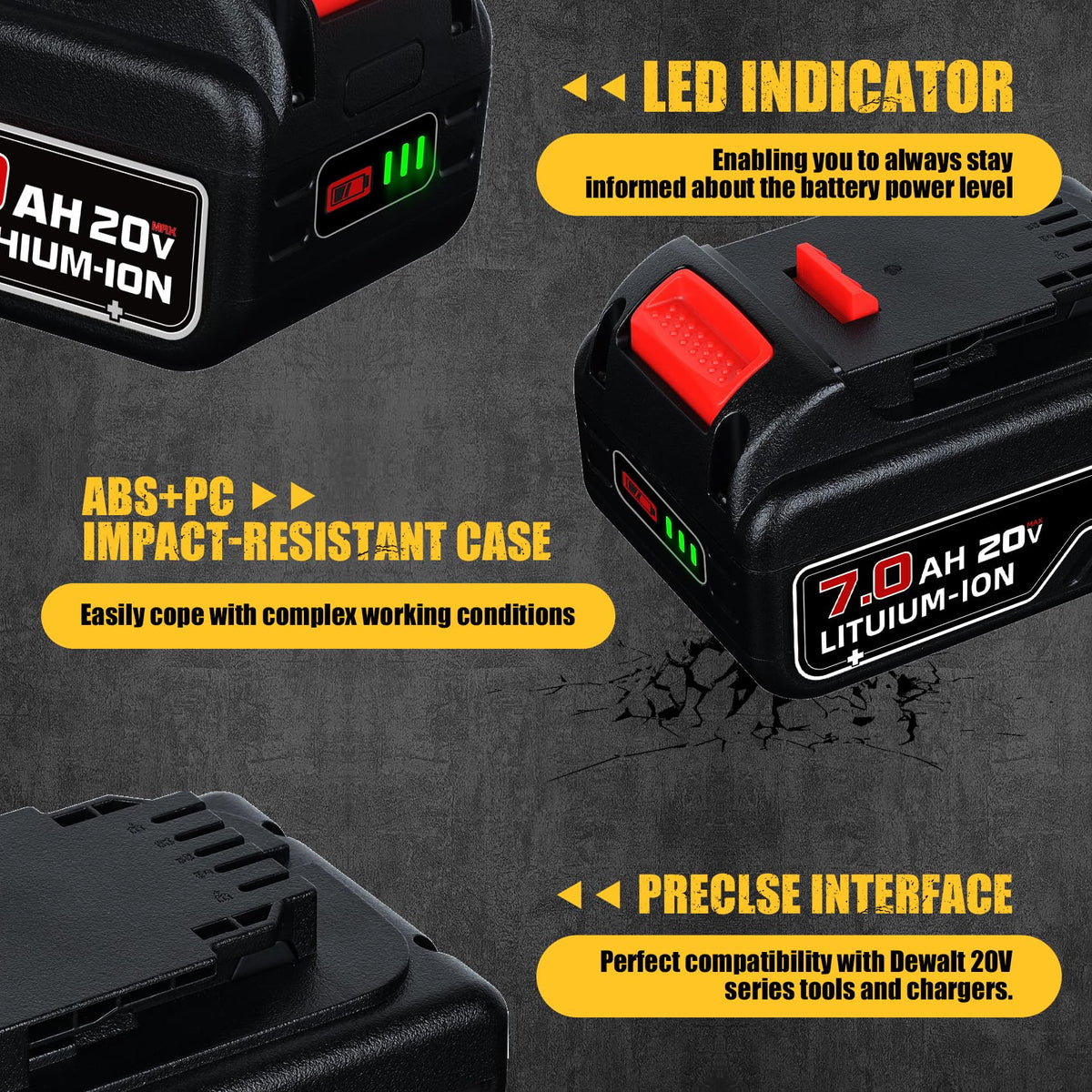 2Pack 7.0Ah 20Volt Li-ion Batteries and Charger F459701